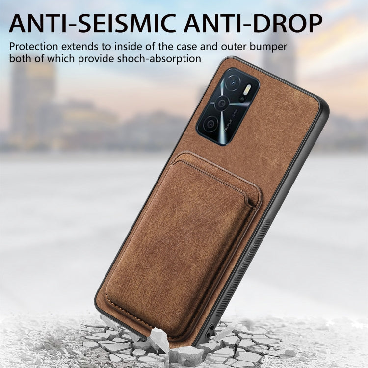 For OPPO Reno6 Pro 5G Retro Leather Card Bag Magnetic Phone Case(Brown) - OPPO Cases by buy2fix | Online Shopping UK | buy2fix