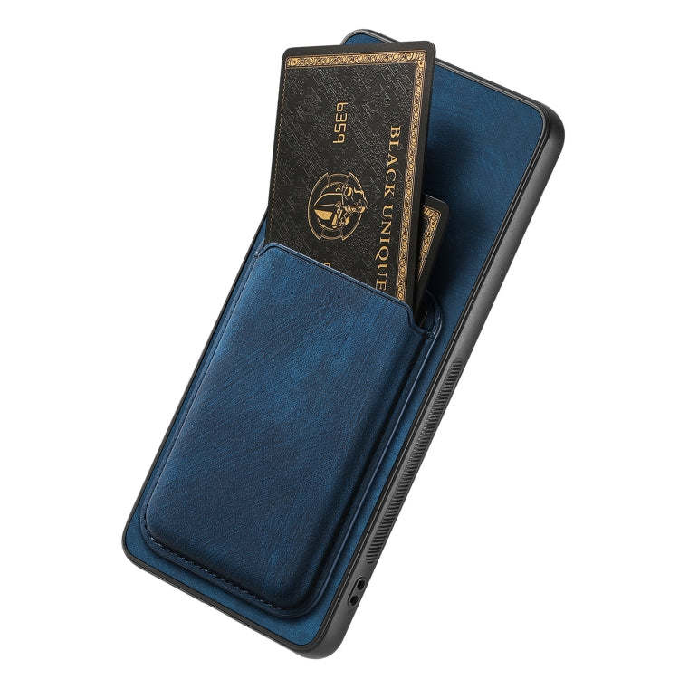 For OPPO Reno6 Pro+ Retro Leather Card Bag Magnetic Phone Case(Blue) - OPPO Cases by buy2fix | Online Shopping UK | buy2fix