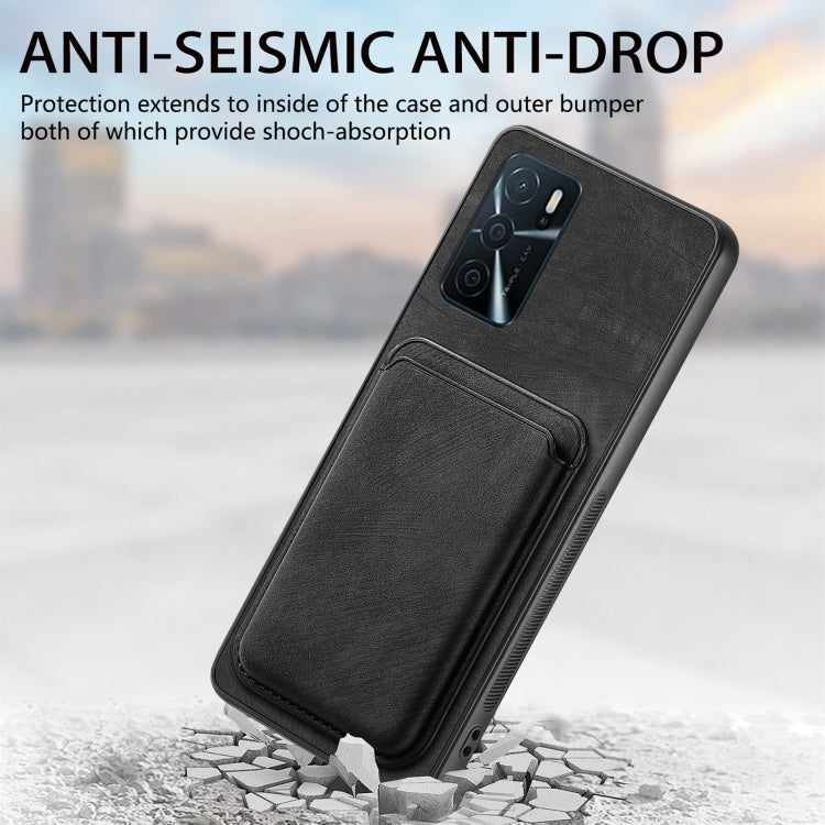 For OPPO Reno5 5G Retro Leather Card Bag Magnetic Phone Case(Black) - OPPO Cases by buy2fix | Online Shopping UK | buy2fix