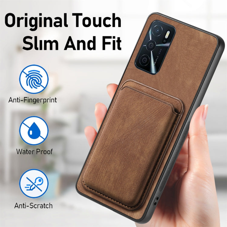 For OPPO A78 5G / A58 5G Retro Leather Card Bag Magnetic Phone Case(Brown) - OPPO Cases by buy2fix | Online Shopping UK | buy2fix