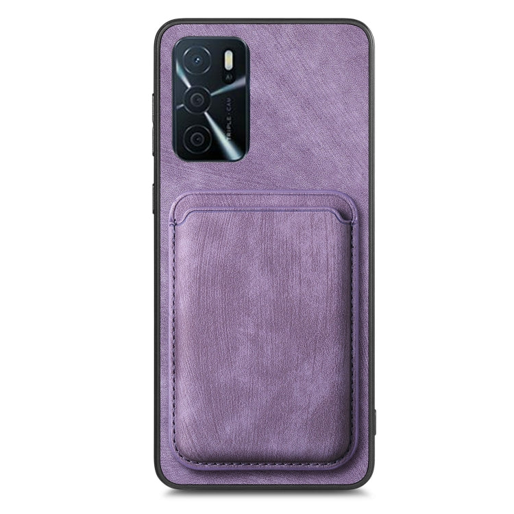 For OPPO A78 5G / A58 5G Retro Leather Card Bag Magnetic Phone Case(Purple) - OPPO Cases by buy2fix | Online Shopping UK | buy2fix