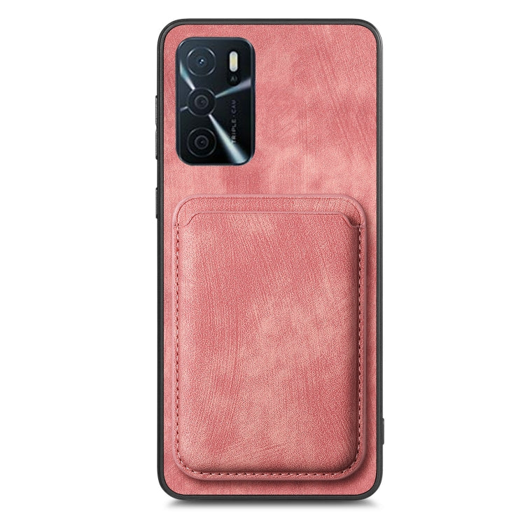 For OPPO Reno7 Z 5G/F21 Pro 5G Retro Leather Card Bag Magnetic Phone Case(Pink) - OPPO Cases by buy2fix | Online Shopping UK | buy2fix