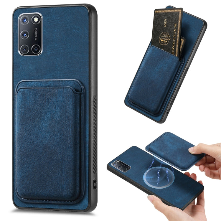 For OPPO A52 / A72/ A92 Retro Leather Card Bag Magnetic Phone Case(Blue) - OPPO Cases by buy2fix | Online Shopping UK | buy2fix