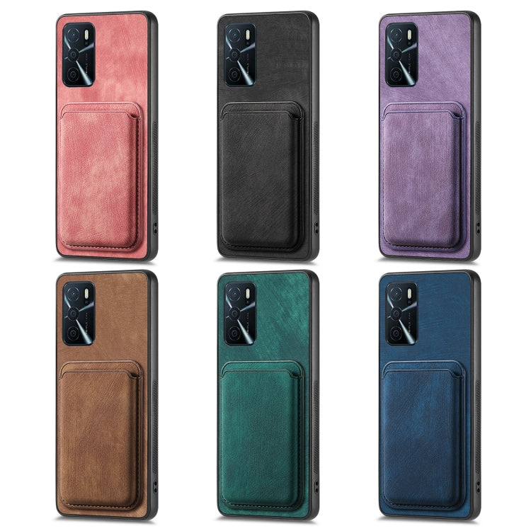 For OPPO A15 Retro Leather Card Bag Magnetic Phone Case(Purple) - OPPO Cases by buy2fix | Online Shopping UK | buy2fix