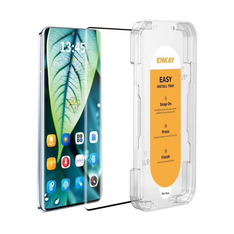 For OPPO Reno10 /11 /11 Pro ENKAY Easy Install Hot Bending Full Coverage Side Glue Tempered Glass Film - Reno11 Tempered Glass by ENKAY | Online Shopping UK | buy2fix