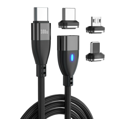 ENKAY 3 in 1 PD100W Type-C to Type-C / 8 Pin / Micro USB Magnetic Fast Charging Cable, Cable Length:1m(Black) - Charging Cable & Head by ENKAY | Online Shopping UK | buy2fix