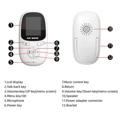 R306 Room Temperature Monitor Intercom Camera 2.0-inch Night Vision Wireless Baby Monitor(EU Plug) - Baby Monitor by buy2fix | Online Shopping UK | buy2fix