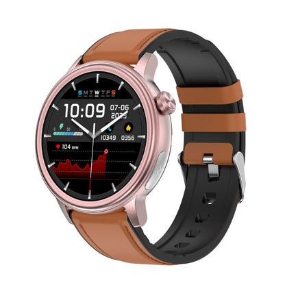 ET470 1.39 inch Color Screen Smart Watch Leather Strap, Support Bluetooth Call / ECG(Brown) - Smart Watches by buy2fix | Online Shopping UK | buy2fix