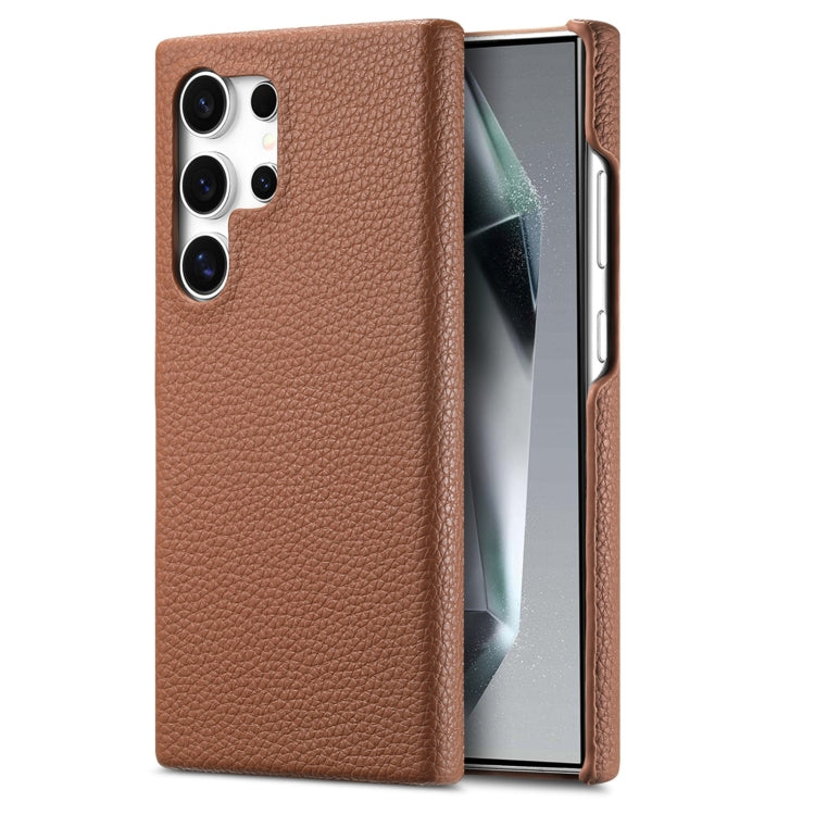 For Samsung Galaxy S23 Ultra 5G Litchi Oil Edge Leather Back Phone Case(Brown) - Galaxy S23 Ultra 5G Cases by buy2fix | Online Shopping UK | buy2fix