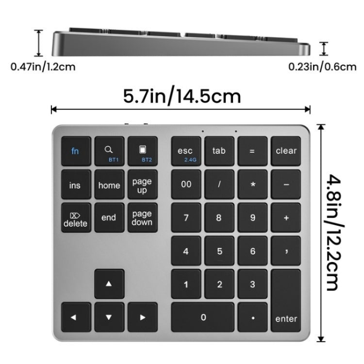 K-35 Computer Laptop Keyboard 35-Keys Tablet Accessories Bluetooth Keypad(Black Gray) - Wireless Keyboard by buy2fix | Online Shopping UK | buy2fix