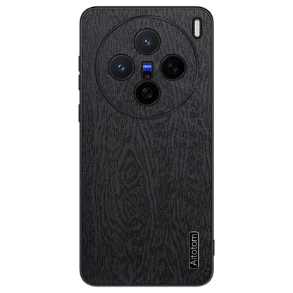 For vivo X200 Tree Bark Leather Shockproof Phone Case(Black) - X200 Cases by buy2fix | Online Shopping UK | buy2fix