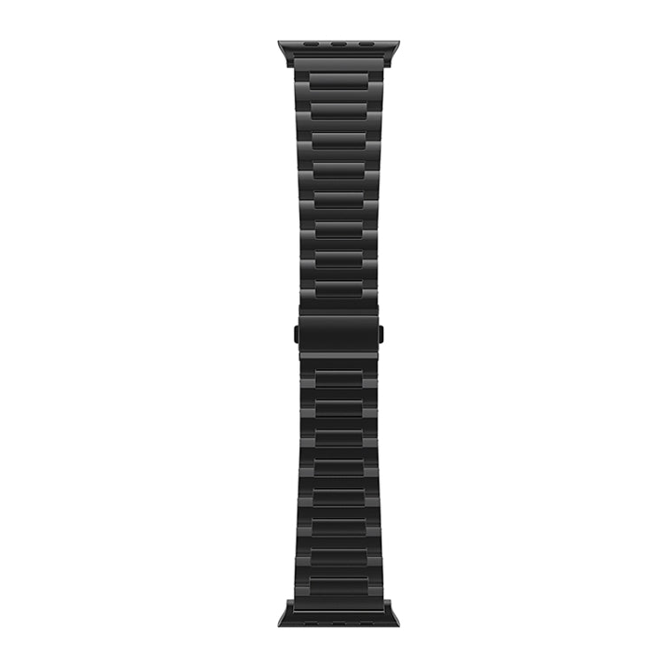 For Apple Watch Series 7 45mm I-Shaped Titanium Watch Band(Black) - Watch Bands by buy2fix | Online Shopping UK | buy2fix