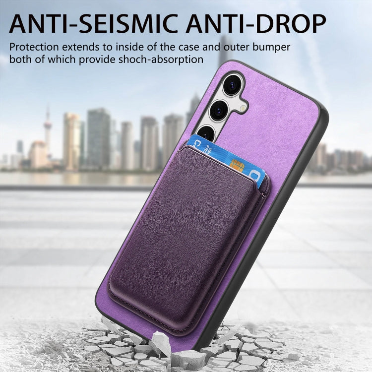 For Samsung Galaxy S24+ 5G Retro Magsafe Card Bag PU Back Cover Phone Case(Purple) - Galaxy S24+ 5G Cases by buy2fix | Online Shopping UK | buy2fix