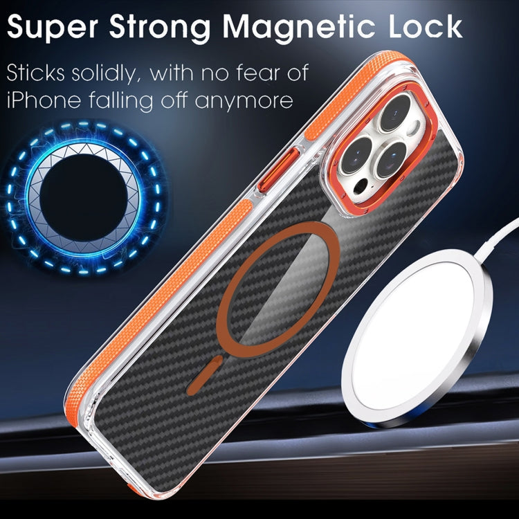 For iPhone 15 Pro Max Magsafe Dual-Color Carbon Fiber Phone Case(Orange) - iPhone 15 Pro Max Cases by buy2fix | Online Shopping UK | buy2fix