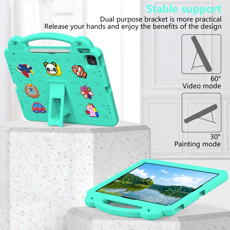 For iPad Air 13 2024 Handle Kickstand Children EVA Shockproof Tablet Case(Mint Green) - iPad Air 13 2024 Cases by buy2fix | Online Shopping UK | buy2fix