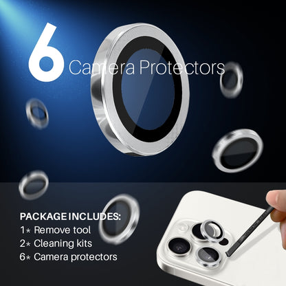 For iPhone 15 Pro / 15 Pro Max NORTHJO 2 Set 6pcs Camera Lens Protector Cover Metal Ring(Silver) - iPhone 15 Pro Max Tempered Glass by NORTHJO | Online Shopping UK | buy2fix