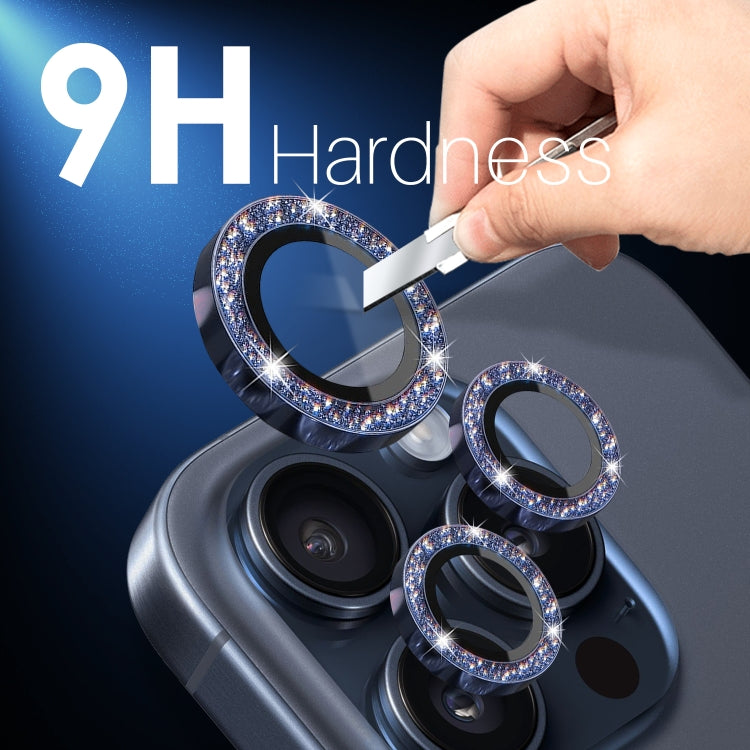 For iPhone 15 Pro / 15 Pro Max NORTHJO 2 Set 6pcs Camera Lens Protector Glitter Metal Ring Film(Blue) - iPhone 15 Pro Max Tempered Glass by NORTHJO | Online Shopping UK | buy2fix