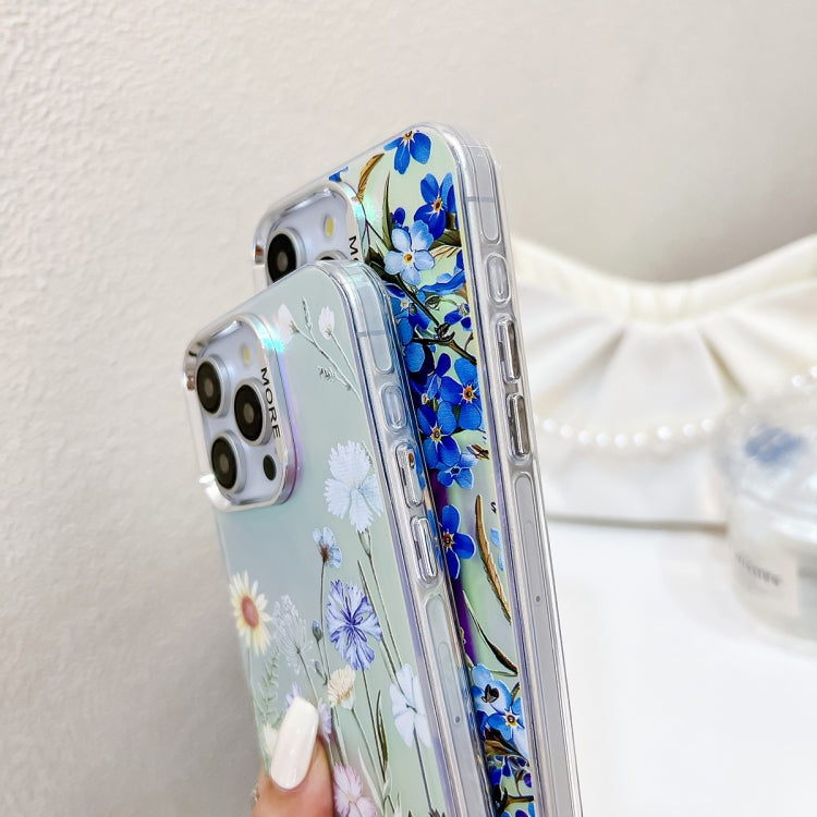 For iPhone 16 Pro Electroplating Laser Flower Phone Case with Wrist Strap(Pear Blossom AH17) - iPhone 16 Pro Cases by buy2fix | Online Shopping UK | buy2fix