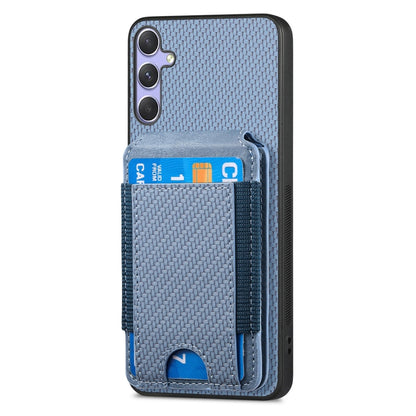 For Samsung Galaxy S25 5G Carbon Fiber Vertical Flip Wallet Stand Phone Case(Blue) - Galaxy S25 5G Cases by buy2fix | Online Shopping UK | buy2fix