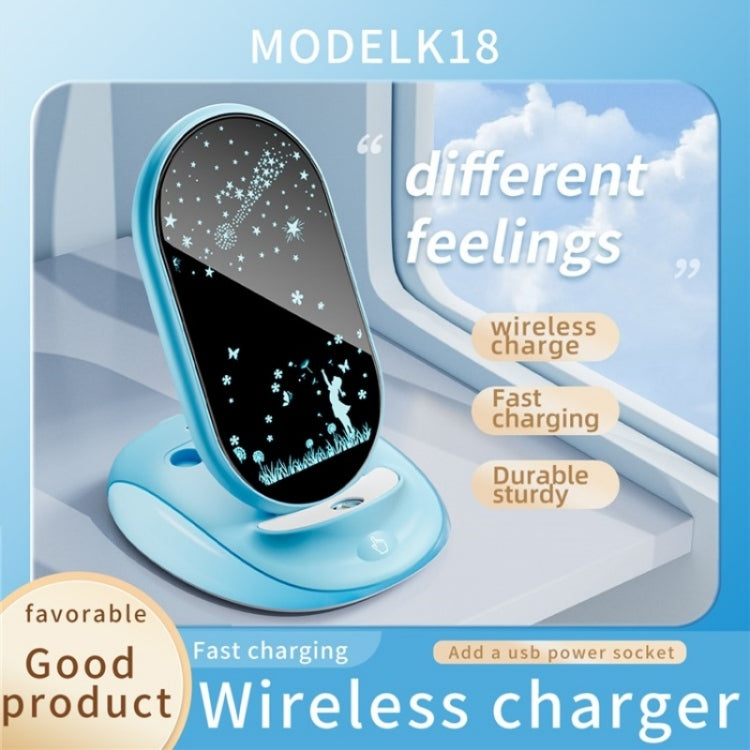 K18 Universal Desktop Stand 15W Wireless Fast Charging Phone Charger(Blue) - Wireless Charger by buy2fix | Online Shopping UK | buy2fix