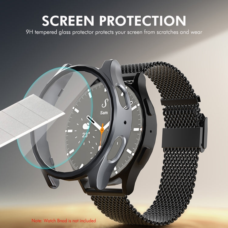 For Samsung Galaxy Watch7 44mm ENKAY Hat-Prince Electroplated Hard PC Case + 0.2mm 9H Glass Screen Protector(Gun Metal) - Watch Cases by ENKAY | Online Shopping UK | buy2fix