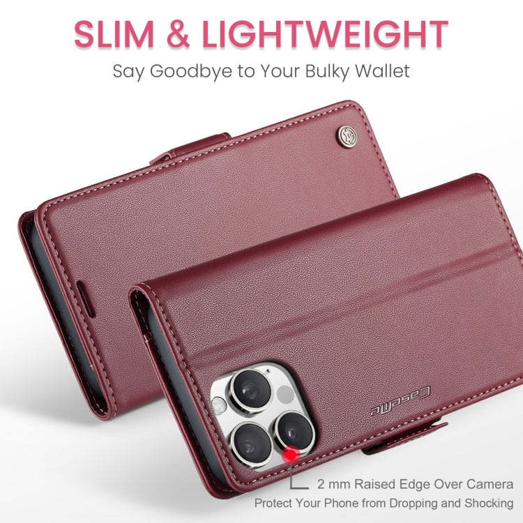 For iPhone 16 Pro CaseMe 023 Butterfly Buckle Litchi Texture RFID Anti-theft Leather Phone Case(Red) - iPhone 16 Pro Cases by CaseMe | Online Shopping UK | buy2fix