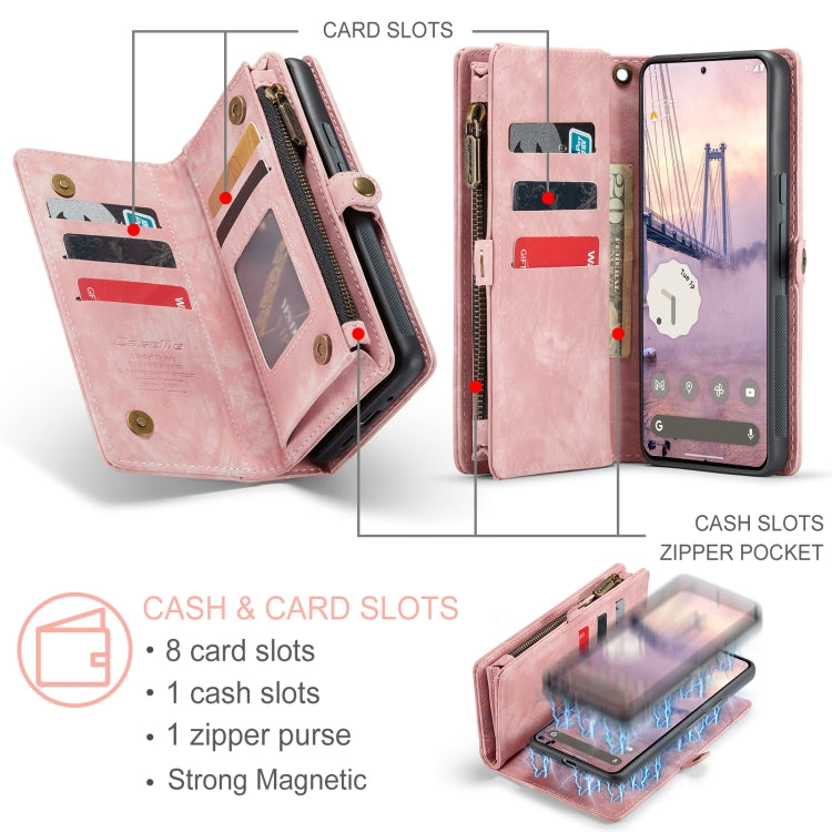 For Google Pixel 9 Pro XL CaseMe 008 Detachable Multifunctional Leather Phone Case(Pink) - Google Cases by CaseMe | Online Shopping UK | buy2fix