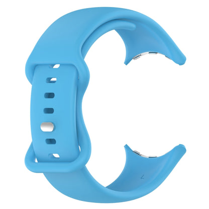 For  Google Pixel Watch 3 45mm Solid Color Butterfly Buckle Silicone Watch Band, Size:L(Sky Blue) - Watch Bands by buy2fix | Online Shopping UK | buy2fix