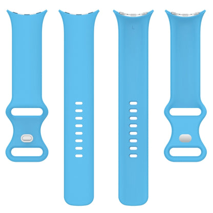 For  Google Pixel Watch 3 45mm Solid Color Butterfly Buckle Silicone Watch Band, Size:L(Sky Blue) - Watch Bands by buy2fix | Online Shopping UK | buy2fix