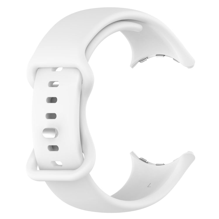 For  Google Pixel Watch 3 45mm Solid Color Butterfly Buckle Silicone Watch Band, Size:L(White) - Watch Bands by buy2fix | Online Shopping UK | buy2fix