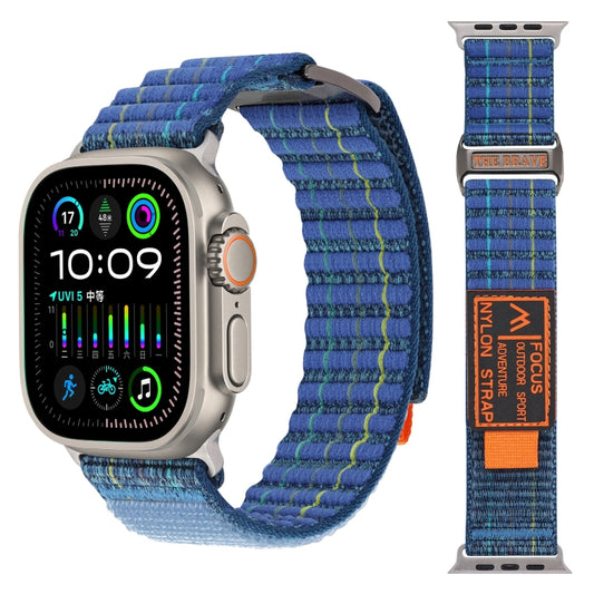 For Apple Watch Ultra 2 49mm Two Sections Nylon Hook and Loop Fastener Watch Band(Scuba Blue) - Watch Bands by buy2fix | Online Shopping UK | buy2fix