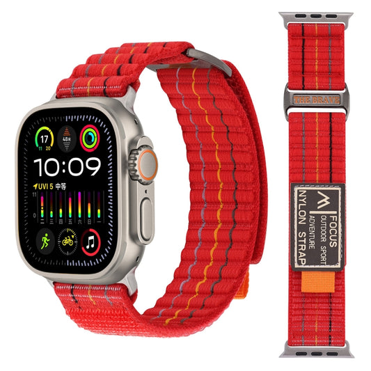 For Apple Watch Ultra 2 49mm Two Sections Nylon Hook and Loop Fastener Watch Band(Cherry Red) - Watch Bands by buy2fix | Online Shopping UK | buy2fix