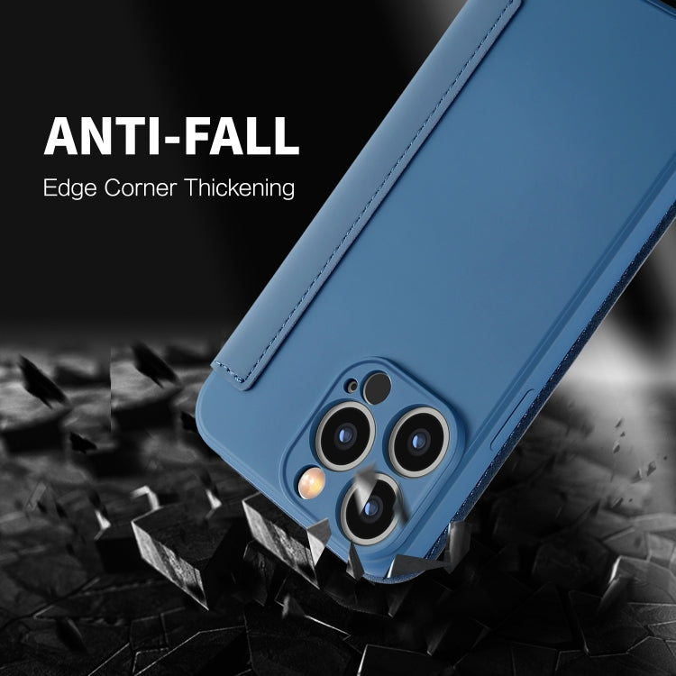 For iPhone 16 Plus Imitate Liquid Skin Feel Leather Phone Case with Card Slots(Blue) - iPhone 16 Plus Cases by buy2fix | Online Shopping UK | buy2fix