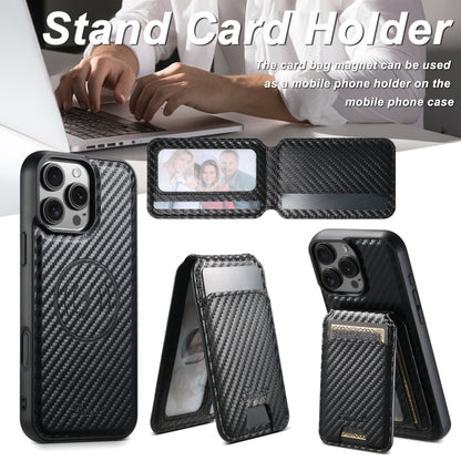 For iPhone 13 Suteni TXWH18 Carbon Fiber Texture Detachable Wallet MagSafe Phone Case(Black) - iPhone 13 Cases by Suteni | Online Shopping UK | buy2fix