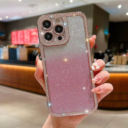 For iPhone 16 Pro Max Diamond Gradient Glitter Plated TPU Phone Case(Pink) - iPhone 16 Pro Max Cases by buy2fix | Online Shopping UK | buy2fix