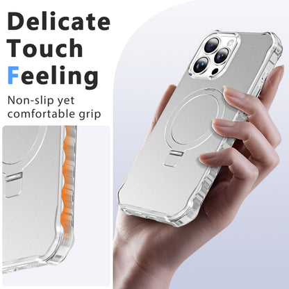 For iPhone 16 Pro Max Solid Color Wave MagSafe Holder Phone Case(Silver) - iPhone 16 Pro Max Cases by buy2fix | Online Shopping UK | buy2fix