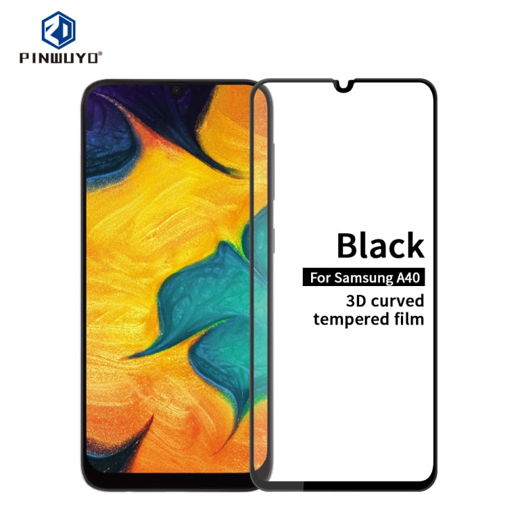 PINWUYO 9H 3D Curved Tempered Glass Film for Galaxy A40 （black） - Galaxy Tempered Glass by PINWUYO | Online Shopping UK | buy2fix