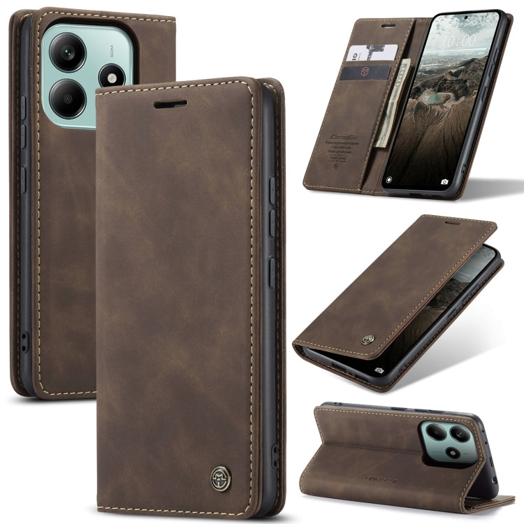 For Redmi Note 14 5G CaseMe 013 Multifunctional Horizontal Flip Leather Phone Case(Coffee) - Note 14 Cases by CaseMe | Online Shopping UK | buy2fix