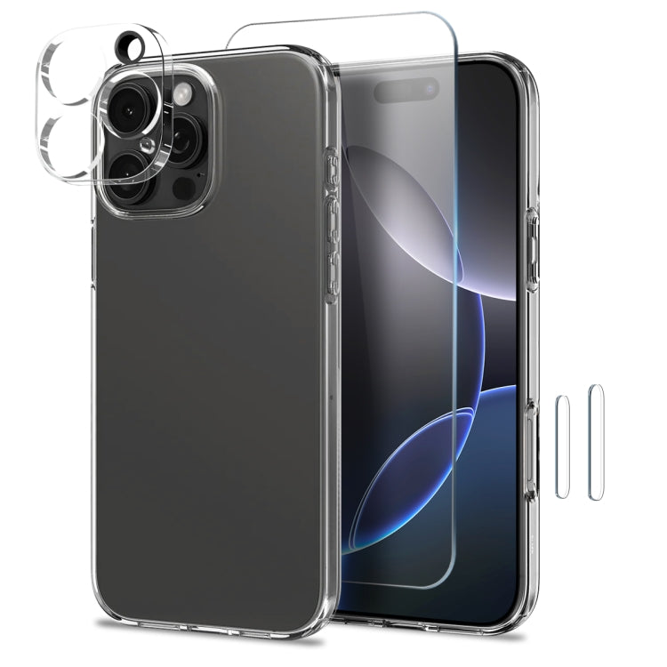 For iPhone 16 Pro Max NORTHJO 4 in 1 TPU Phone Case with Screen Film and Lens Film and Camera Control Button Cover(Clear) - iPhone 16 Pro Max Cases by NORTHJO | Online Shopping UK | buy2fix