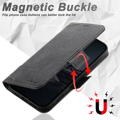 For iPhone 16 Pro Max Suteni J07 Multi-functional Horizontal MagSafe Denim Leather Phone Case(Black) - iPhone 16 Pro Max Cases by Suteni | Online Shopping UK | buy2fix