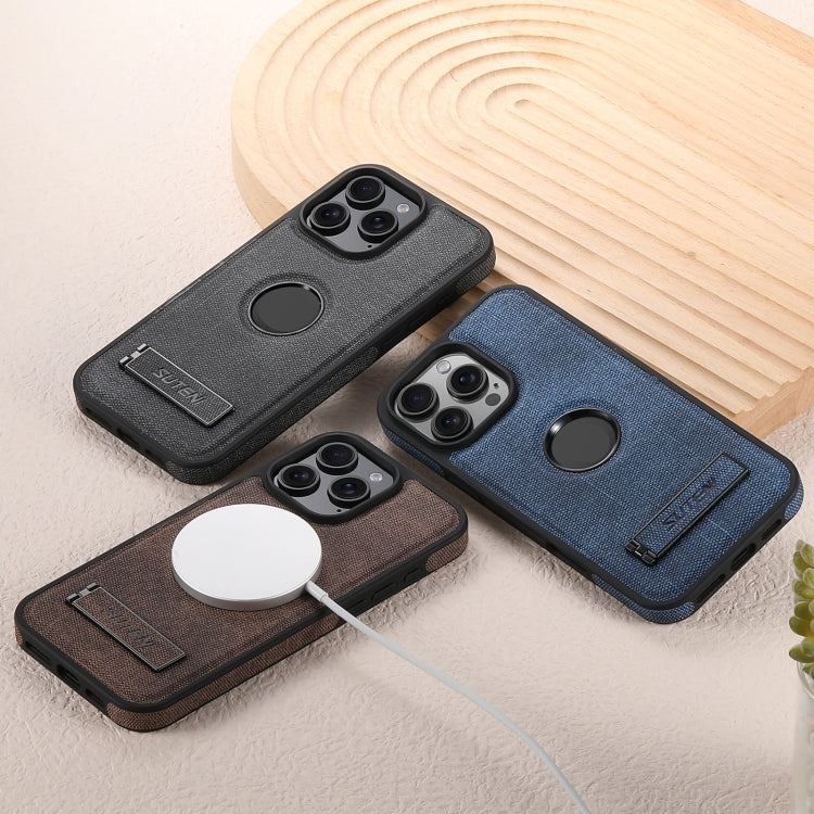 For iPhone 16 Pro Max Suteni G2 Holder Denim Leather Back MagSafe Phone Case(Brown) - iPhone 16 Pro Max Cases by Suteni | Online Shopping UK | buy2fix