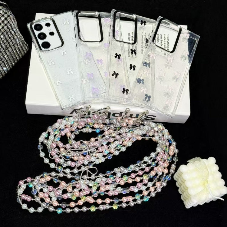 For Samsung Galaxy S25+ 5G Little Fresh Bow Neck Chain TPU Phone Case(White) - Galaxy S25+ 5G Cases by buy2fix | Online Shopping UK | buy2fix