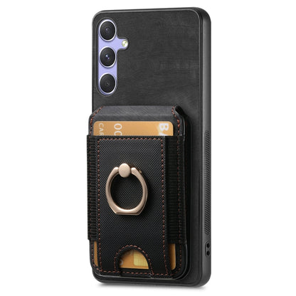 For Samsung Galaxy S25 Ultra 5G Retro Splitable Magnetic Stand Card Bag Leather Phone Case(Black) - Galaxy S25 Ultra 5G Cases by buy2fix | Online Shopping UK | buy2fix