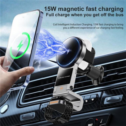 SD16 For Phone Watch Earphone Car Air Vent Phone Holder Magnetic 3 in 1 Wireless Charger(Black) - Car Charger by buy2fix | Online Shopping UK | buy2fix