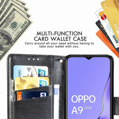 For OPPO A5 (2020) / A9 (2020) Butterfly Love Flower Embossed Horizontal Flip Leather Case with Bracket Lanyard Card Slot Wallet(Dark Purple) - OPPO Cases by buy2fix | Online Shopping UK | buy2fix