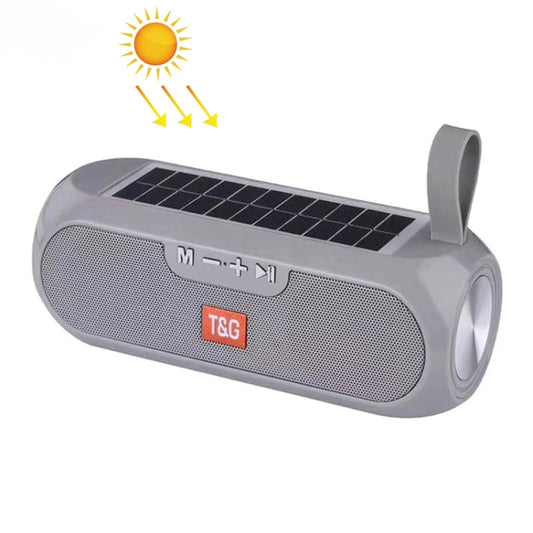 T&G TG182 Portable Column Wireless Stereo Music Box Solar Power waterproof USB AUX FM radio super bass(Grey) - Desktop Speaker by T&G | Online Shopping UK | buy2fix