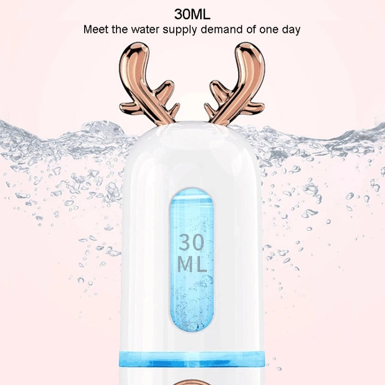 Facial Steamer Nano Spray Water Replenishing Instrument Portable Cold Spray Machine Charging Beauty Instrument Automatic Alcohol Sprayer, Style:Cute Deer(White) - Beauty Instrument by buy2fix | Online Shopping UK | buy2fix