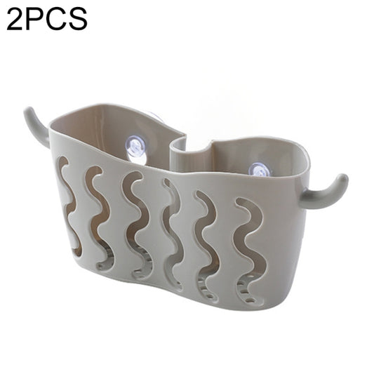 2 PCS Suction Cup Storage Hanging Basket Faucet Drain Basket(Grey) - Shelf & Hooks by buy2fix | Online Shopping UK | buy2fix