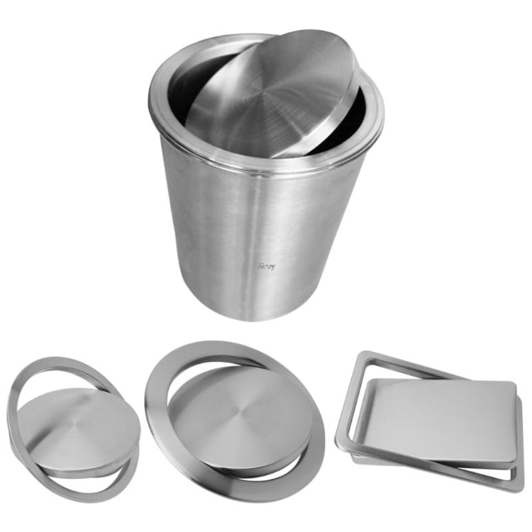 Embedded Type Stainless Steel Swing Cover Flip Kitchen Countertop Trash Can Lid  Cap, Size:Round Drawing 20cm Diameter(Silver) - Trash Bin & Bags by buy2fix | Online Shopping UK | buy2fix