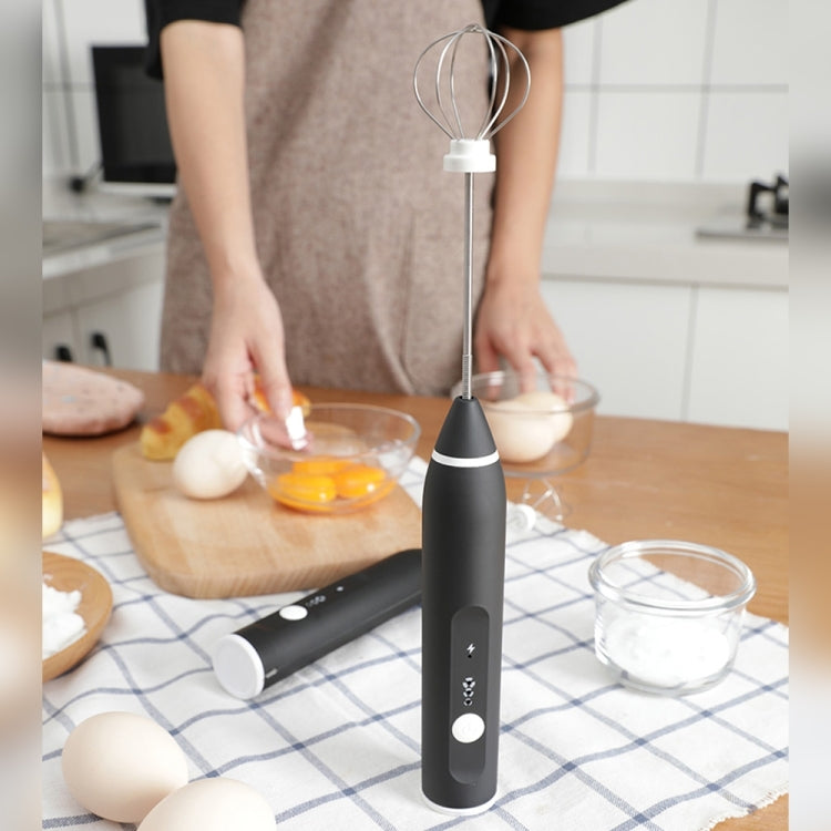 Kitchen Electric Hand-held Egg Beater Milk Coffee Mixer Stainless Steel Mini Handle Mixer(Black) - Stirrer & Squeezer by buy2fix | Online Shopping UK | buy2fix